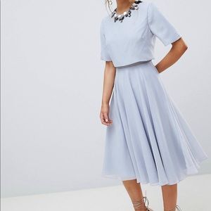 ASOS Design Crop Top Embellished Midi Skater Dress